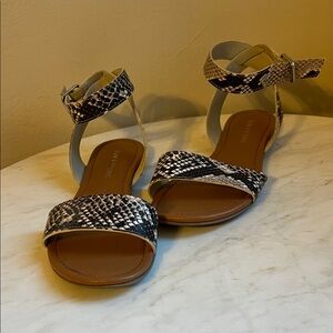 Sun + Stone Black and White Snakeskin Sandals